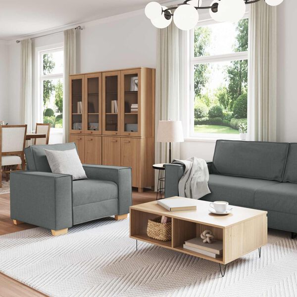vidaXL Sofa 3 pcs M&oslash;rkegr&aring; 220 x 80 x 84 cm Linned-blandet stof