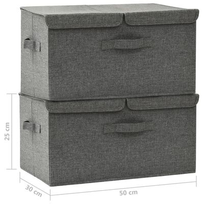 vidaXL opbevaringskasser 2 stk. 50x30x25 cm stof antracitgrå