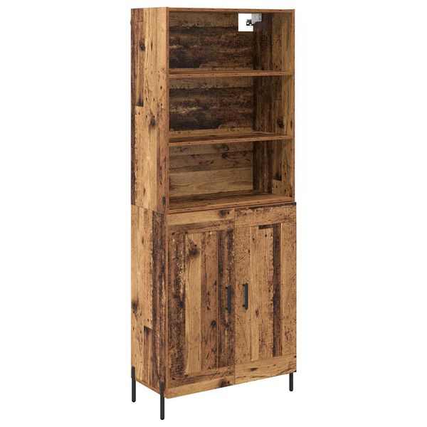 vidaXL Highboard Gammelt tr&aelig; 69,5 x 32,5 x 180 cm Konstrueret tr&aelig;