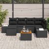 vidaXL Havesofa S&aelig;t med pude 7 pcs Sort polyrattan