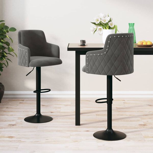 vidaXL barstole 2 stk. fl&oslash;jl m&oslash;rkegr&aring;