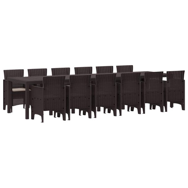 vidaXL Have Spisebordssæt 13 pcs Brun Polt rattan