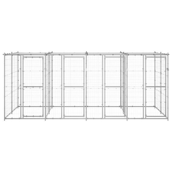 vidaXL udend&oslash;rs hundebur med tag 9,68 m&sup2; galvaniseret st&aring;l