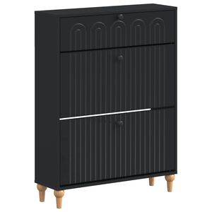 vidaXL Sko skab ALKMAAR 78 x 24 x 103 cm Konstrueret tr&aelig; Sort