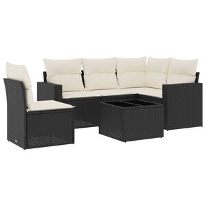 vidaXL sofas&aelig;t til haven 6 dele med hynder polyrattan sort
