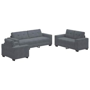 vidaXL Sofa S&aelig;t 3 pcs M&oslash;rkegr&aring; 221 x 80 x 80 cm Fl&oslash;jl
