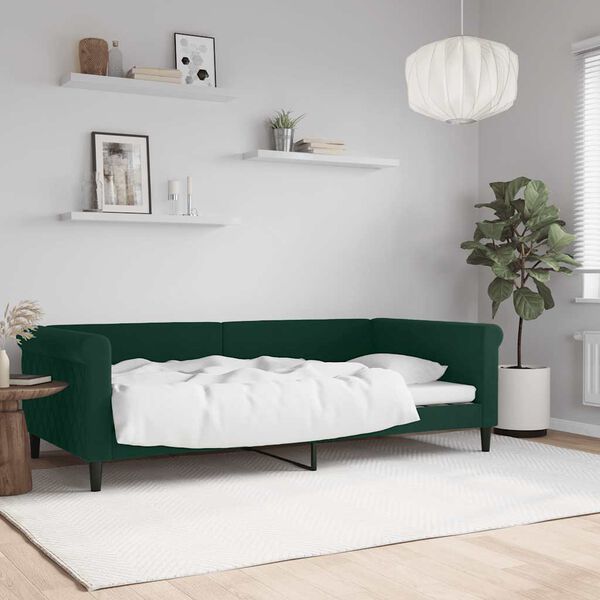 vidaXL daybed 100x200 cm velour m&oslash;rkegr&oslash;n