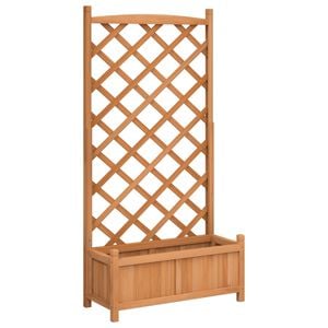 vidaXL plantekasse med espalier massivt grantr&aelig; brun