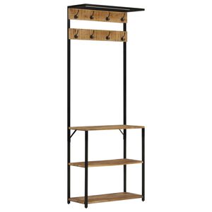 vidaXL knager&aelig;kke med skoopbevaring 68x30x182 cm massivt ru mangotr&aelig;