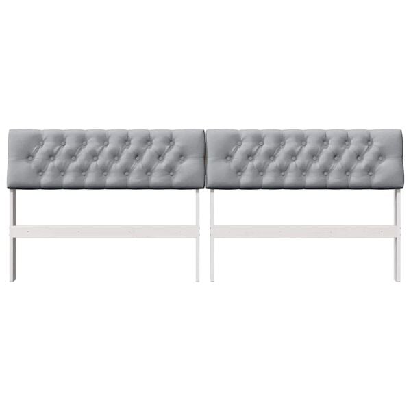 vidaXL Polstret sengegavl Lysegr&aring; 200 cm Massiv fyrretr&aelig;