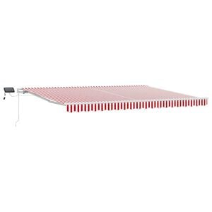 vidaXL Udtr&aelig;kkelig markise R&oslash;d og Hvid 450 &times; 350 cm Stof og aluminium