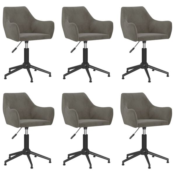 vidaXL drejelige spisebordsstole 6 stk. velour m&oslash;rkegr&aring;