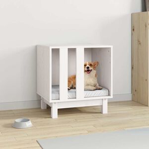 vidaXL hundehus 50x40x52 cm massivt fyrretr&aelig; hvid