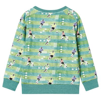 Sweatshirt til børn str. 92 hundeprint lys grønmeleret