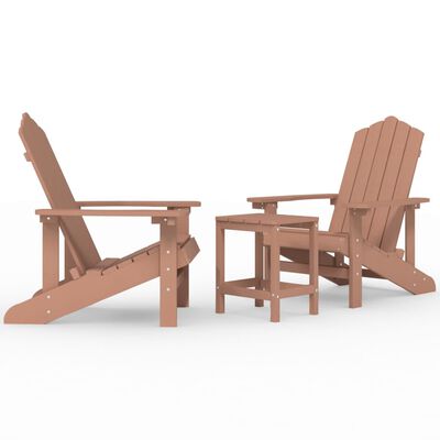 vidaXL Adirondack-stole med bord HDPE brun