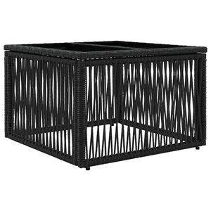 vidaXL Havem&oslash;bel Bord Sort 55 x 55 x 37 cm PE Rattan og Glas