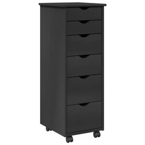vidaXL Rullende skab 34 x 39 x 93,5 cm Massivt fyrretr&aelig; Gr&aring;