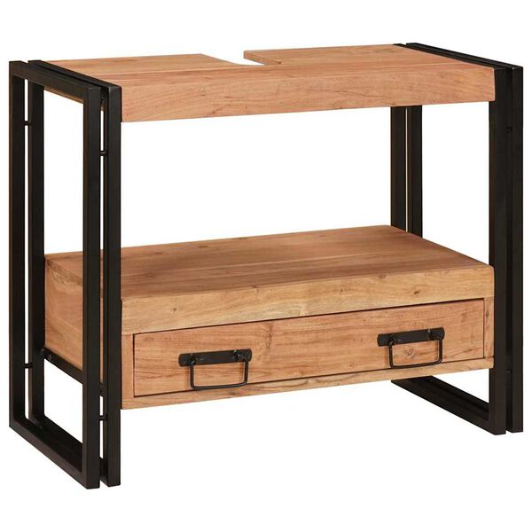 vidaXL Make-upbord skab Brun 71 x 33 x 58 cm Massivt Akacietr&aelig;