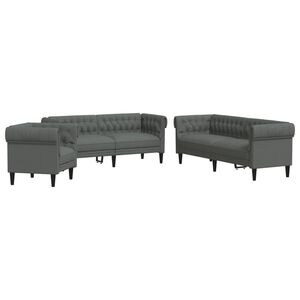 vidaXL sofas&aelig;t 3 dele stof m&oslash;rkegr&aring;