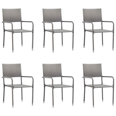 vidaXL udendørs spisebordsstole 6 stk. polyrattan antracitgrå