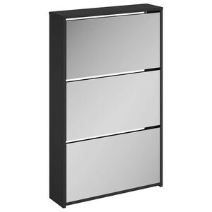vidaXL skoskab med spejl 3-lags sort 63x17x102,5 cm