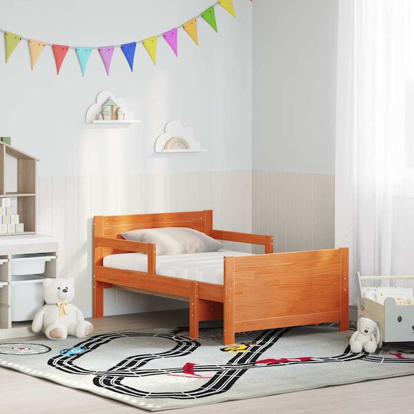 vidaXL Sengestel med madras Brun 80 x 200 cm Massiv fyrretr&aelig;