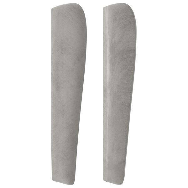 vidaXL sengegavl med kanter 203x23x118/128 cm fl&oslash;jl lysegr&aring;