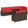 vidaXL Havesofa S&aelig;t 9 stk. 8-Antal s&aelig;der Brun og R&oslash;d polyrattan