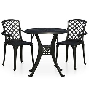 vidaXL bistros&aelig;t 3 dele st&oslash;bt aluminium sort