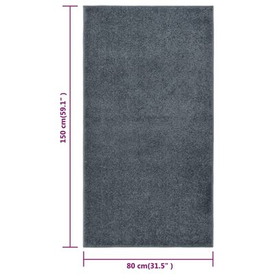 vidaXL gulvtæppe 80x150 cm kort luv antracitgrå