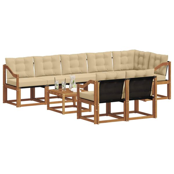 vidaXL Udend&oslash;rs sofagruppe med pude 9 pcs Naturlig og Beige