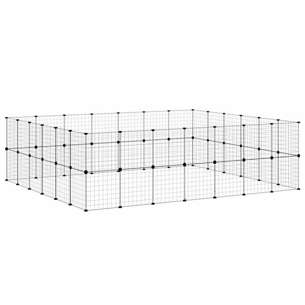 vidaXL 52-panels kæledyrsindhegning med låge 35x35 cm stål sort