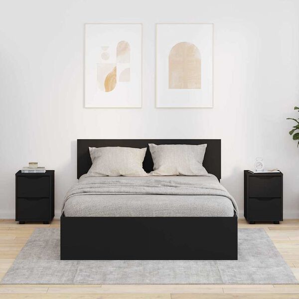 vidaXL Sengeborde 2 pcs Sort 30,5 x 30 x 43 cm Konstrueret tr&aelig;