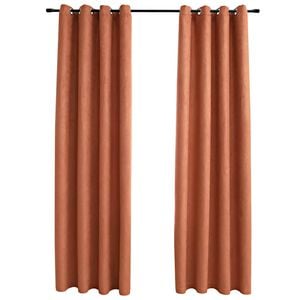 vidaXL m&oslash;rkl&aelig;gningsgardiner 2 stk. metalringe 140 x 225 cm rustfarvet