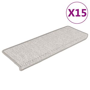 vidaXL selvkl&aelig;bende trappem&aring;tter 15 stk. 65x21x4 cm sisal-look platina