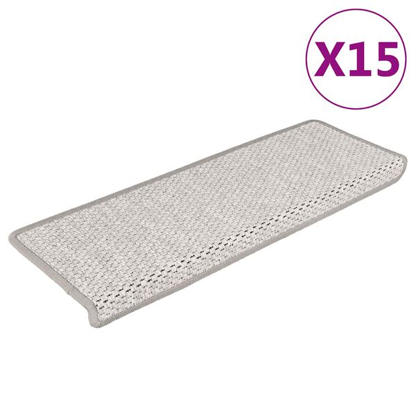 vidaXL selvkl&aelig;bende trappem&aring;tter 15 stk. 65x21x4 cm sisal-look platina