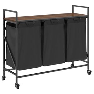 vidaXL vasket&oslash;jskurv 3 rum med hjul brun egetr&aelig;sfarve