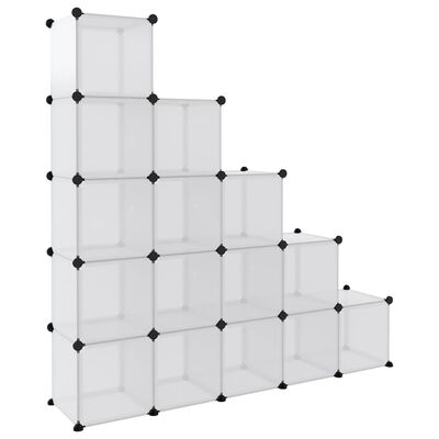 vidaXL kubeformede opbevaringskasser 15 stk. med låger PP transparent