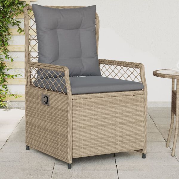 vidaXL havestole 2 stk. med lænefunktion polyrattan beige