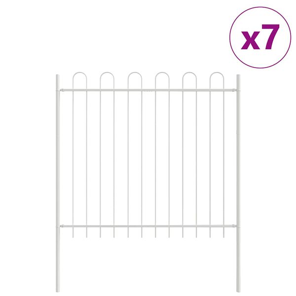 vidaXL Havehegn 7 pcs Hvid 11,9 x 1,5 m Pulverlakeret st&aring;l