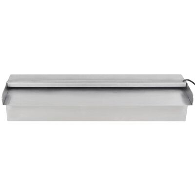 Rektangulær vandfaldsfontæne med LED-lys rustfrit stål 45 cm
