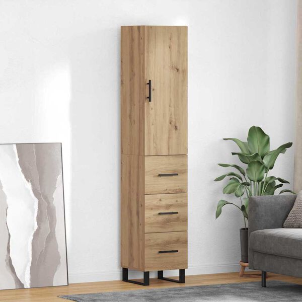 vidaXL Highboard Artisan Egetr&aelig; 34,5 x 34 x 180 cm Konstrueret tr&aelig;