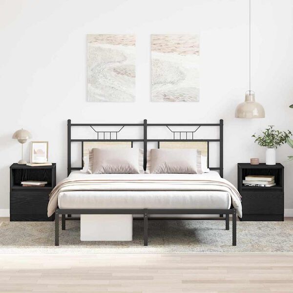 vidaXL Natskab 2 pcs Sort eg 40 x 40 x 50 cm Konstrueret tr&aelig;