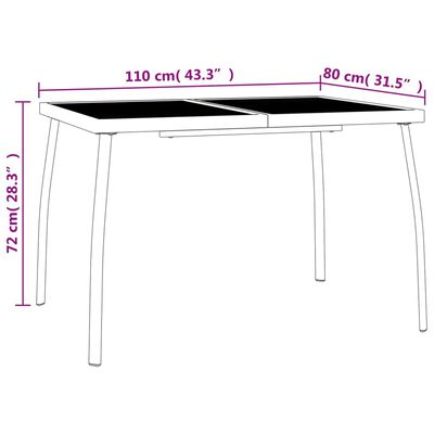 vidaXL spisebordssæt til haven 5 dele stål antracitgrå
