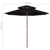 vidaXL parasol m. træstang 270 cm 2 niveauer sort