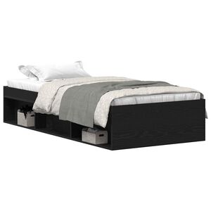 vidaXL sengeramme 100x200 cm uden madras konstrueret tr&aelig; sort eg