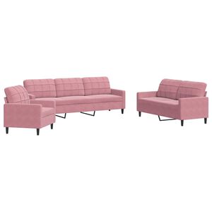 vidaXL sofas&aelig;t 3 dele med hynder velour lyser&oslash;d