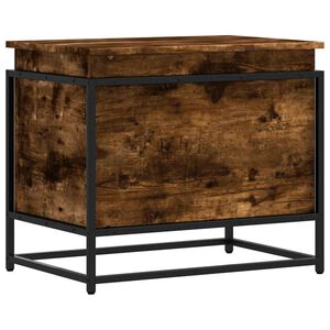vidaXL opbevaringsboks med l&aring;g 60x40x51,5 cm konstrueret tr&aelig; r&oslash;get eg