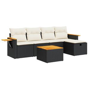 vidaXL sofas&aelig;t til haven 6 dele med hynder polyrattan sort