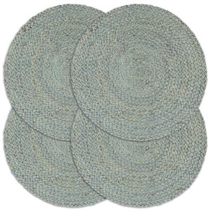 vidaXL d&aelig;kkeservietter 4 stk. rund 38 cm jute olivengr&oslash;n